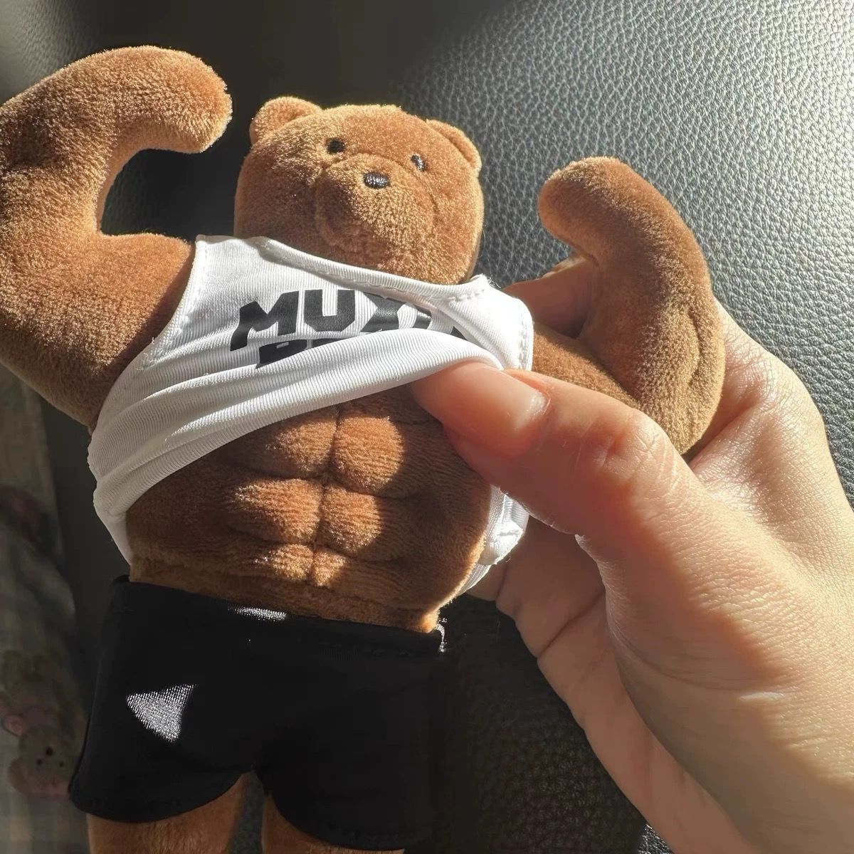 Health Wellness Gifts - Cute Muscle Bear Keychain Funny Abs