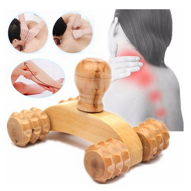 Reflexology Foot Roller - Solid Wood Full-body 4 Wheels Wooden