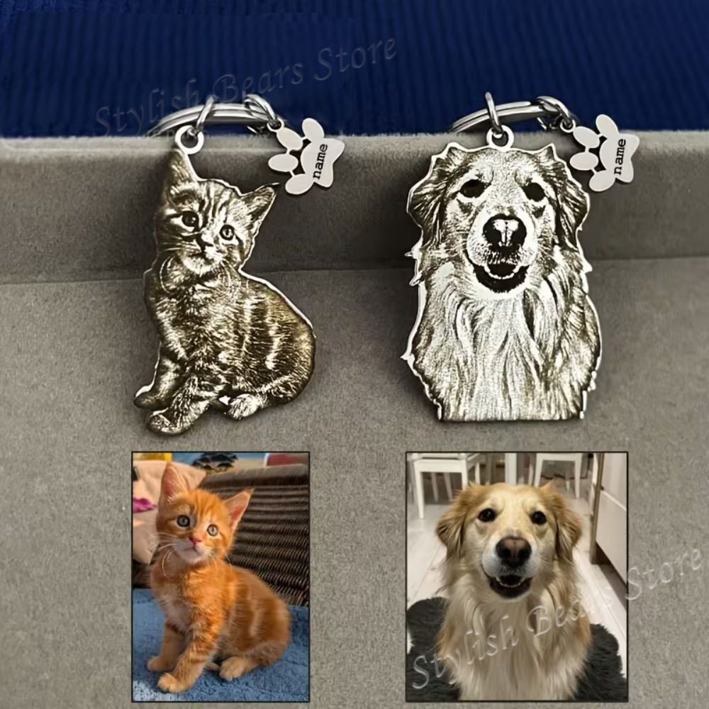 Health Wellness Gifts - Custom Picture Keyring Pet Name Portrait