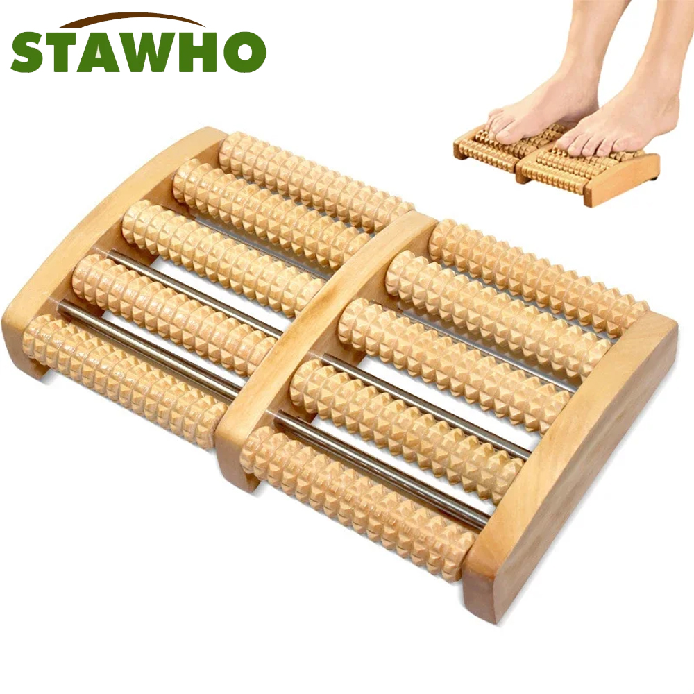 Reflexology Foot Roller - Wooden Foot Massage Roller Relieves Fatigue