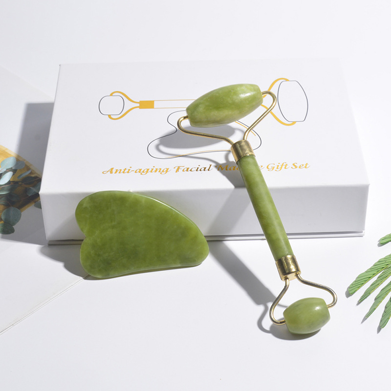 Jade Gua Sha Tool - Natural Jade Roller Face Gua Sha