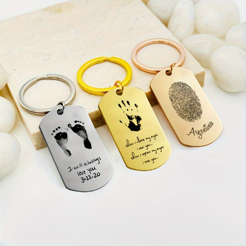 Health Wellness Gifts - Baby Footprints Palms Fingerprints Custom Stainless