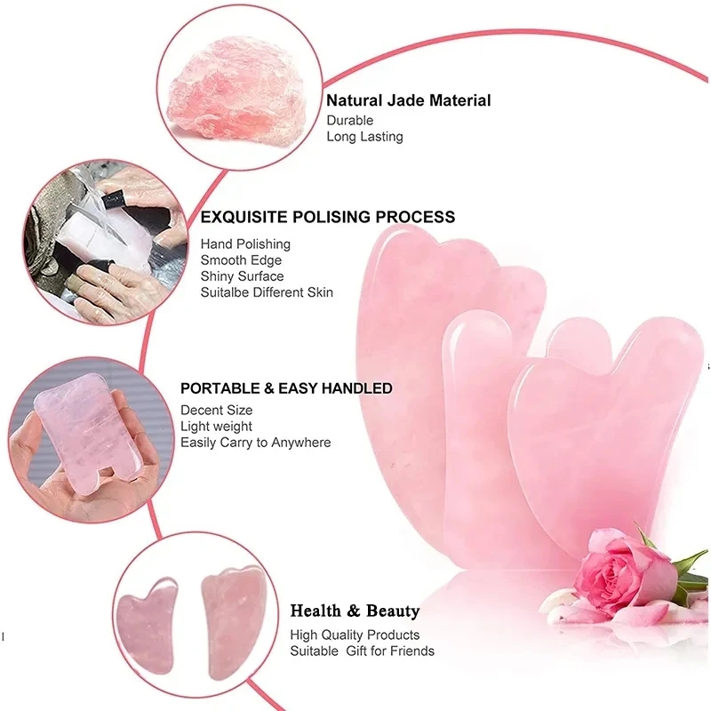 Rose Quartz Gua Sha Board Natu - đánh giá và giá Jade Gua Sha Tool
