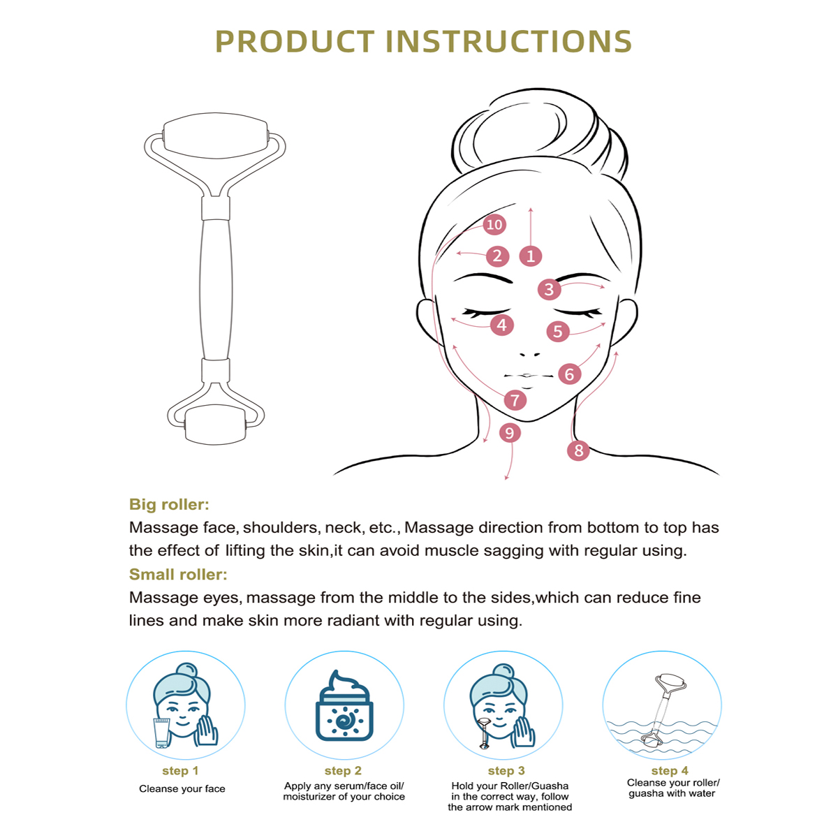 Natural Jade Roller Massager f - đánh giá và giá Jade Gua Sha Tool