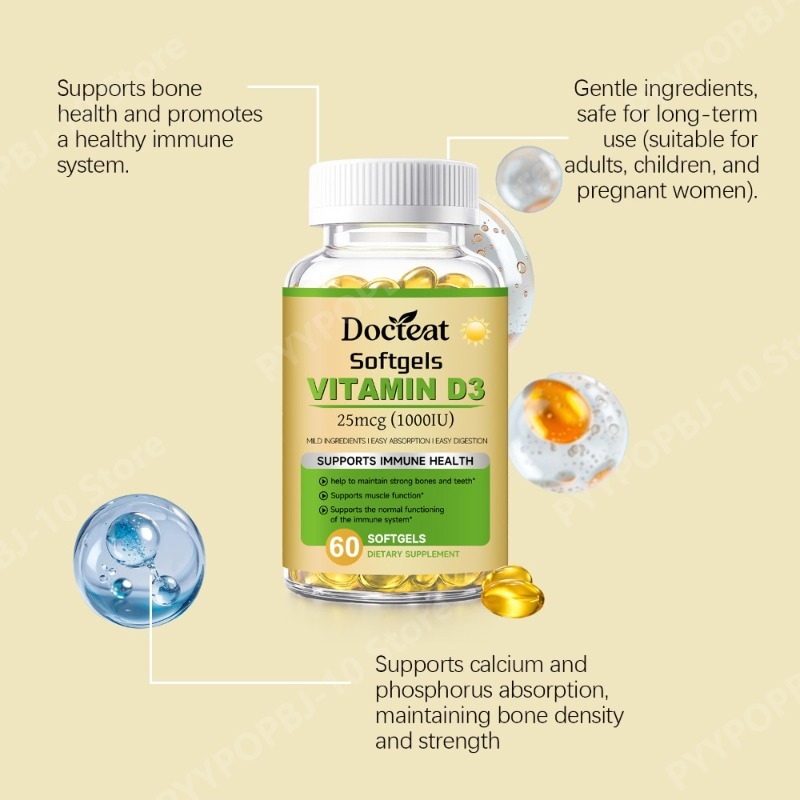 Docteat Vitamin D3 Softgels 25 - đánh giá và giá Health Wellness Vitamins