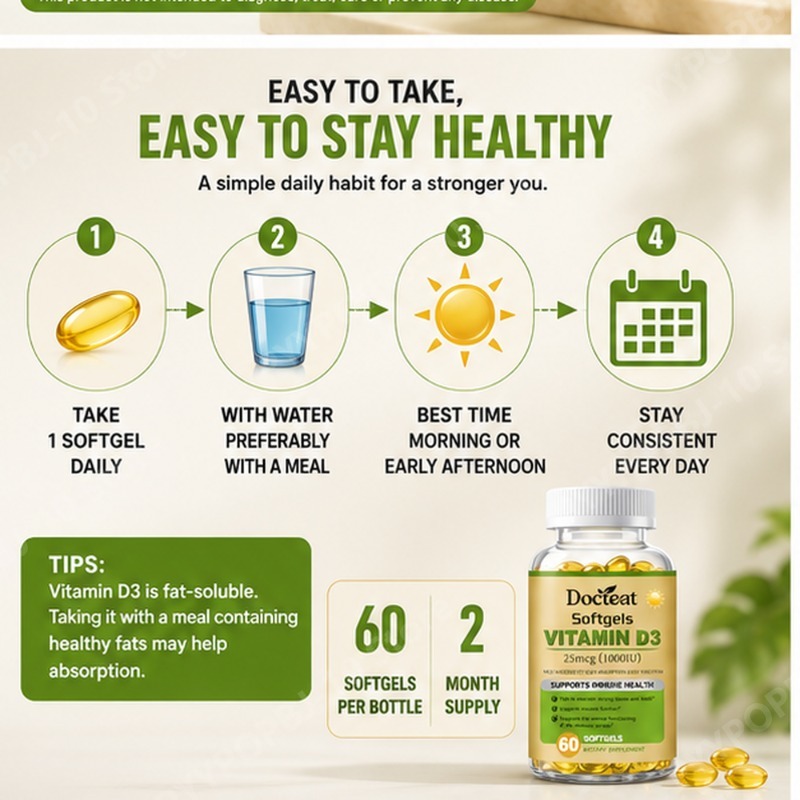 Docteat Vitamin D3 Softgels 25 - đánh giá và giá Health Wellness Vitamins